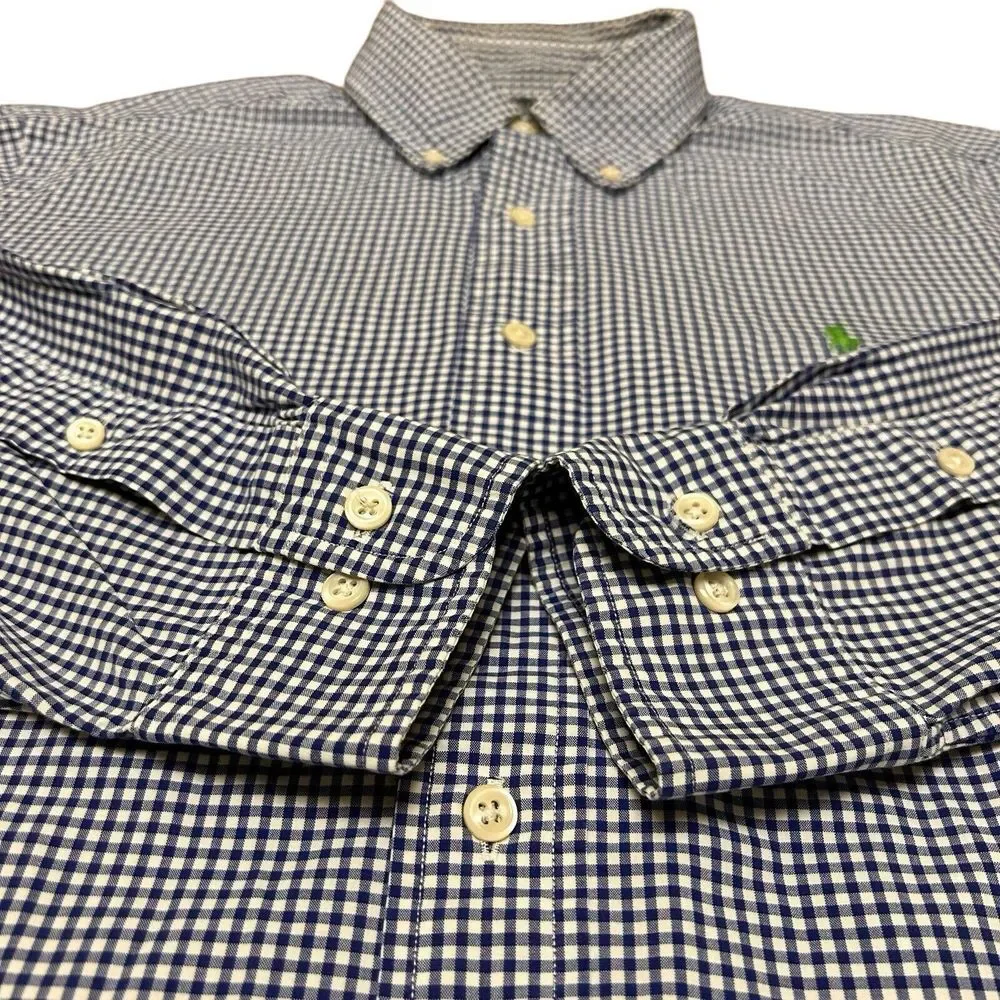Polo Ralph‎ Lauren Shirt Mens 15 32 33 Blue Gingham Check Long Sleeve
